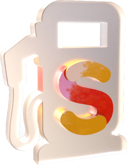 3D render of a gas pump with Servifacil's logo superimposed